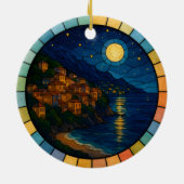 Personalisiert verkettetes Glas Amalfi Küste Ornam Keramik Ornament (Hinten)