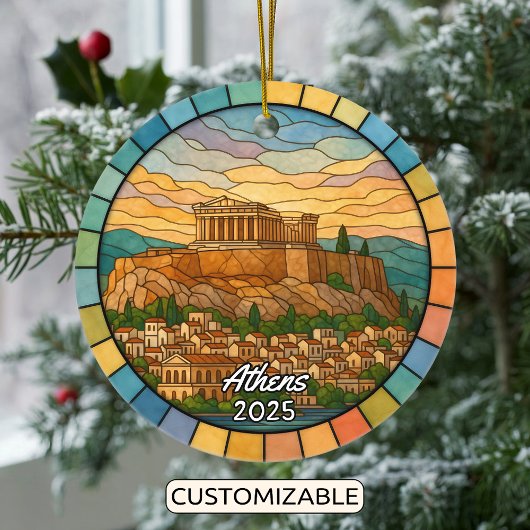 Personalisiert verkettetes Glas Athens Ornament