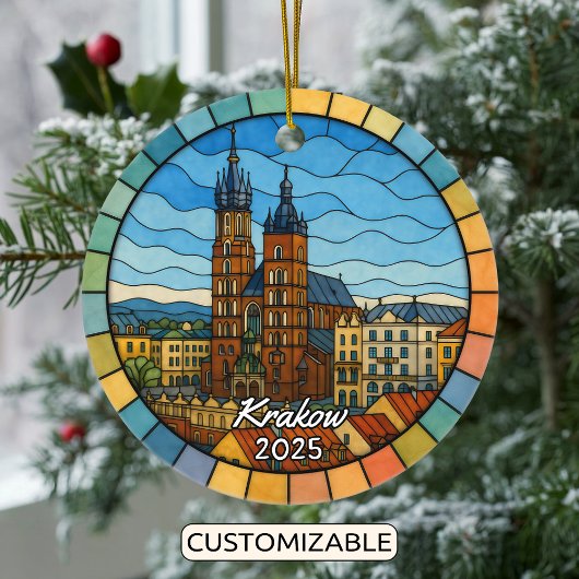 Personalisiert verkettetes Glas Krakau Ornament, P Keramik Ornament