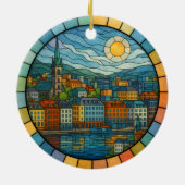 Personalisiert verkettetes Glas Oslo Ornament, Nor Keramik Ornament (Hinten)