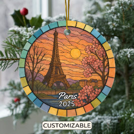 Personalisiert verkettetes Glas, Pariser Ornament, Keramik Ornament