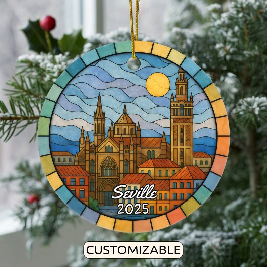 Personalisiert verkettetes Glas Sevilla Ornament,  Keramik Ornament