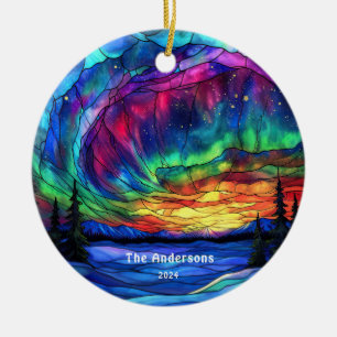 Personalisiert verkettetes Glas sieht nördlich aus Keramik Ornament