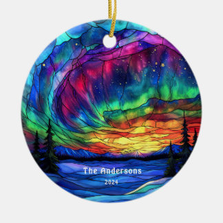 Personalisiert verkettetes Glas sieht nördlich aus Keramik Ornament