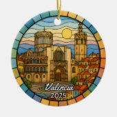 Personalisiert verkettetes Glas Valencia, Spanien Keramik Ornament (Vorne)
