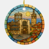Personalisiert verkettetes Glas Valencia, Spanien Keramik Ornament (Hinten)