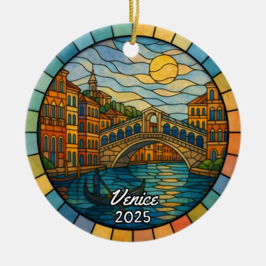 Personalisiert verkettetes Glas Venedig Ornament, Keramik Ornament (Vorne)