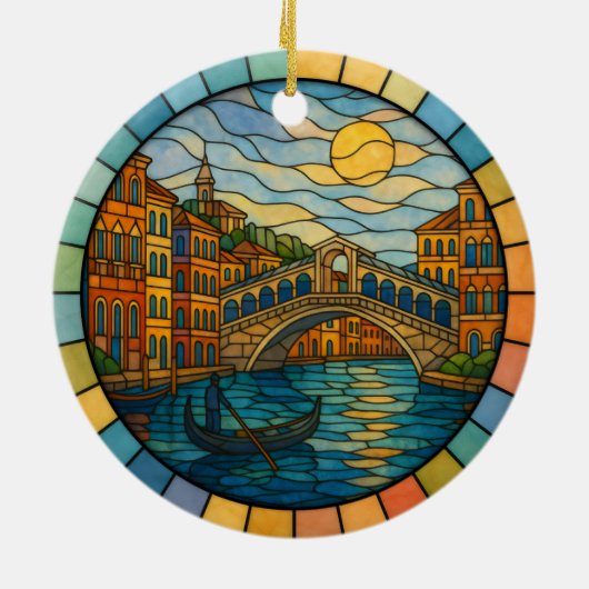 Personalisiert verkettetes Glas Venedig Ornament, Keramik Ornament (Hinten)