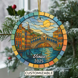 Personalisiert verkettetes Glas Venedig Ornament, Keramik Ornament
