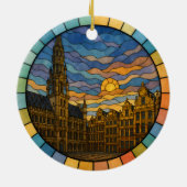Personalisiert verklebtes Glas - Brüsseler Ornamen Keramik Ornament (Hinten)