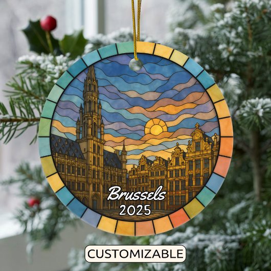 Personalisiert verklebtes Glas - Brüsseler Ornamen Keramik Ornament