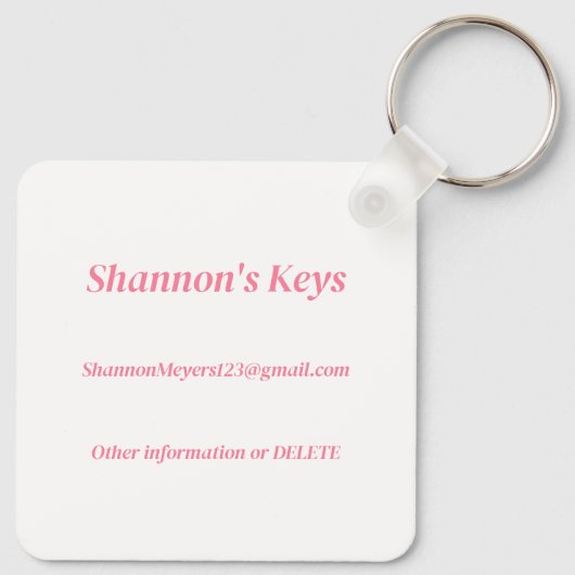 Personalisiert verlieren Sie nie Ihre Keys-Informa Schlüsselanhänger (Rückseite)