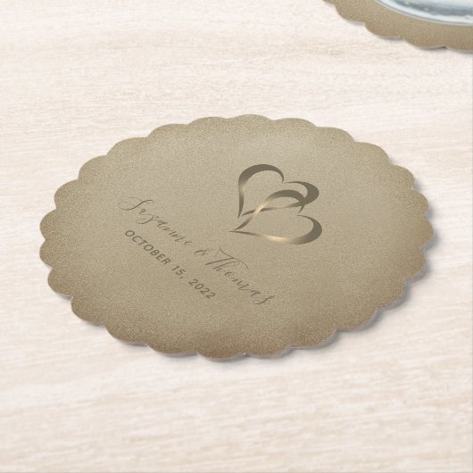 Personalisiert vernetzte Herzen Gold Untersetzer (angewinkelt)