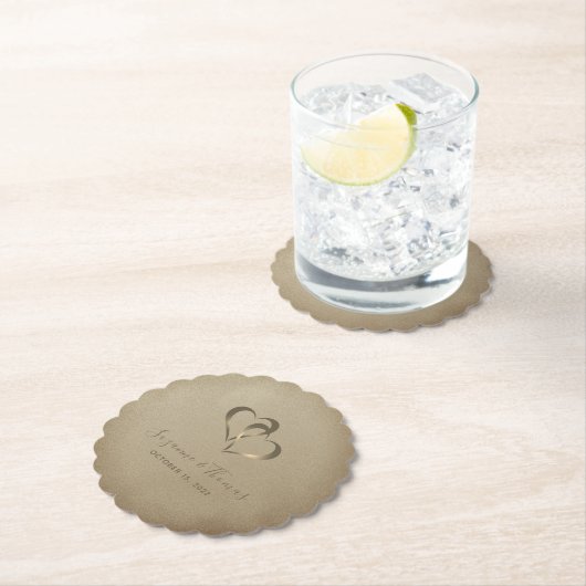 Personalisiert vernetzte Herzen Gold Untersetzer (Vor Ort)