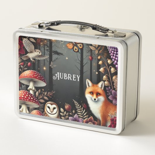 Personalisiert verzauberte Waldtiere Metall Brotdose (Rückseite)