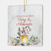 Personalisiert verzieren unser erstes Weihnachten Keramikornament (Links)