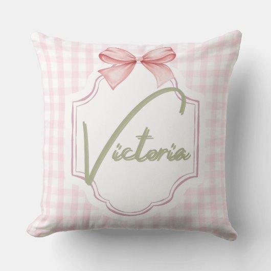Personalisiert Victoria Baby Girl Kinderzimmer Bow Kissen (Vorderseite)