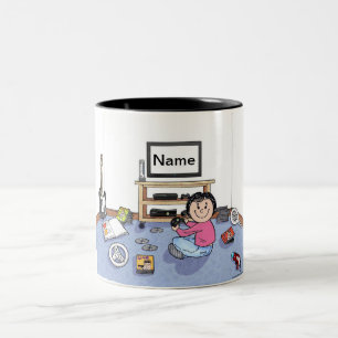 Personalisiert-Videospiel - Cartoon von Frauen Zweifarbige Tasse