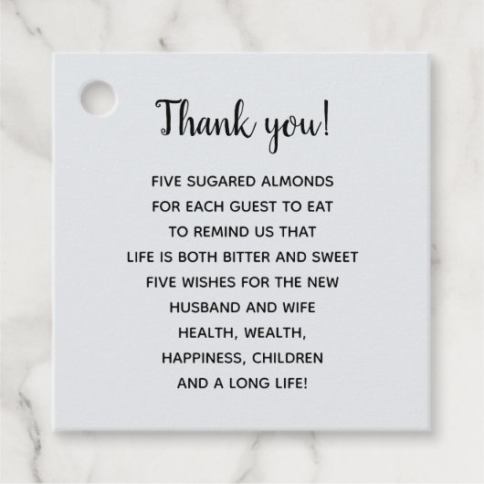 Personalisiert Vielen Dank, Almond Gastgeschenk Ho Geschenkanhänger (Vorderseite)