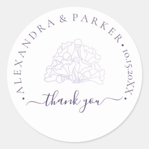 Personalisiert Vielen Dank für Ihre Hochzeit Lila  Runder Aufkleber