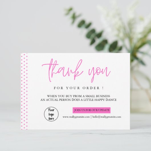 Personalisiert vielen Dank für Ihre Visitenkarten Dankeskarte (Stehend Vorderseite)