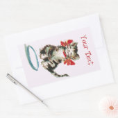 Personalisiert Viktorianischer Tabby Kitty Cat Sti Rechteckiger Aufkleber (Umschlag)