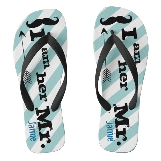 Personalisiert Vintag bin ich ihr Mr. Stripes Badesandalen (Fußbett)