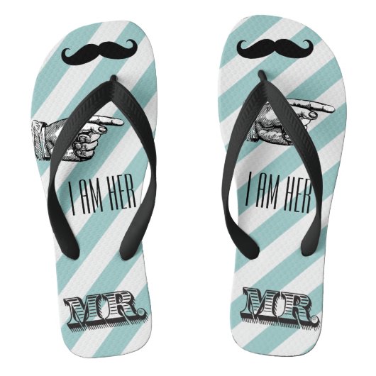 Personalisiert Vintag bin ich ihr Mr. Stripes Badesandalen (Fußbett)