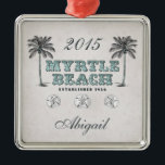 Personalisiert Vintag Myrtle Beach South Carolina Silbernes Ornament<br><div class="desc">Vintages Viktorianisches Myrtle Beach South Carolina gegründet 1938 Weihnachtsschmuck. Personalisieren Sie mit einem Namen und Jahr. ~</div>