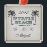 Personalisiert Vintag Myrtle Beach South Carolina Silbernes Ornament<br><div class="desc">Vintages Viktorianisches Myrtle Beach South Carolina gegründet 1938 Weihnachtsschmuck. Personalisieren Sie mit einem Namen und Jahr. ~</div>