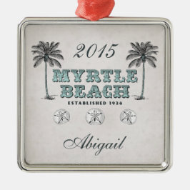 Personalisiert Vintag Myrtle Beach South Carolina Silbernes Ornament