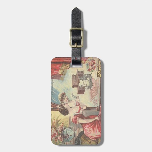 Personalisiert, Vintag, Nähgepäck Gepäckanhänger (Vorderseite vertikal)