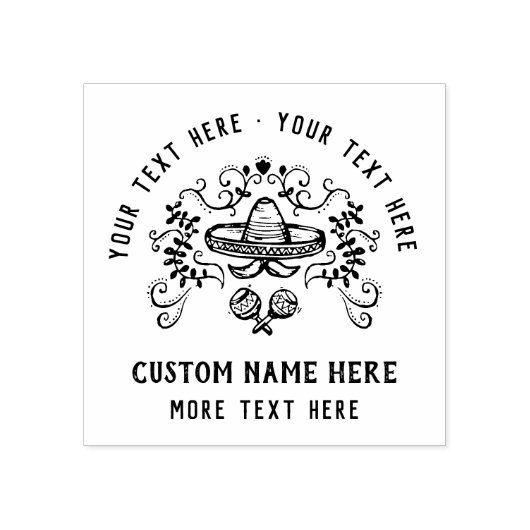 Personalisiert Vintag Rustikal handgezeichnet mexi Gummistempel (Prägung)