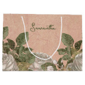 Personalisiert Vintage Blume Große Geschenktüte (Rückseite)