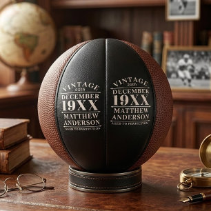 Personalisiert Vintage gealtert auf Perfektion Mini Basketball