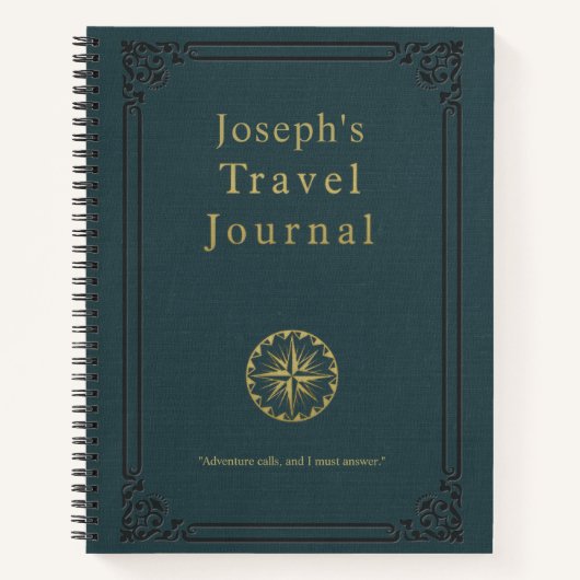 Personalisiert Vintage Travel Journal Notizblock (Vorderseite)