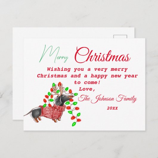 Personalisiert Vintage Weihnachten Dackel Postkart Postkarte (Vorne/Hinten)