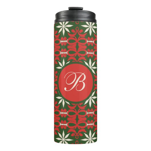 Personalisiert Vintage Weihnachten/Winter gemuster Thermosbecher (Vorderseite)