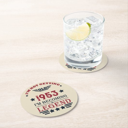 Personalisiert Vintagen 70. Geburtstag Runder Pappuntersetzer (Vor Ort)