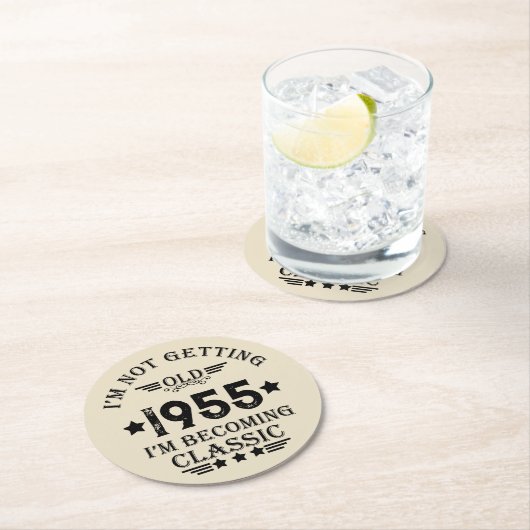 Personalisiert Vintagen 70. Geburtstag Runder Pappuntersetzer (Vor Ort)