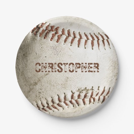 Personalisiert Vintager Baseball Pappteller (Vorderseite)