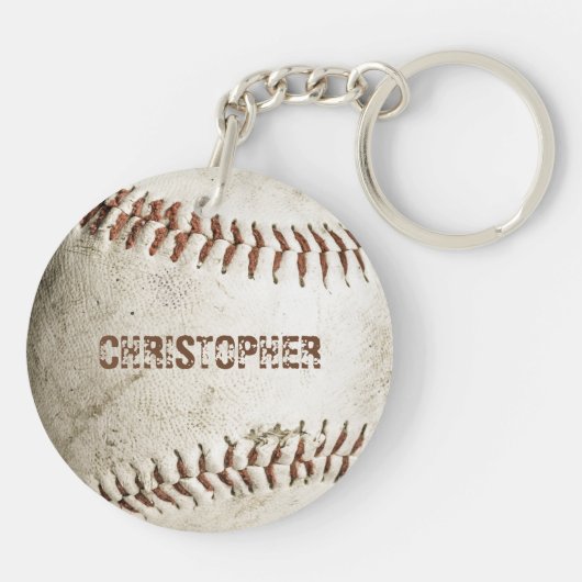 Personalisiert Vintager Baseball Schlüsselanhänger (Rückseite)