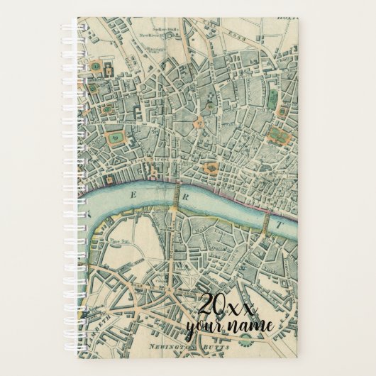 Personalisiert Vintager Londoner Kartenplaner Planer (Vorderseite)