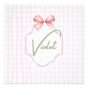 Personalisiert Violet Baby Girl Kinderzimmer Bow&G Fotodruck
