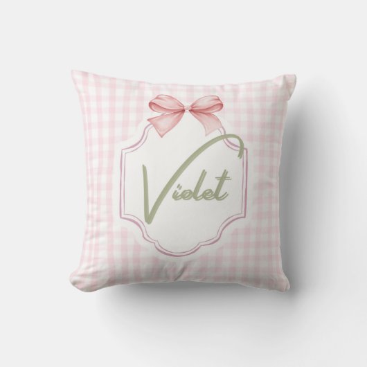 Personalisiert Violet Baby Girl Kinderzimmer Bow&G Kissen (Vorderseite)