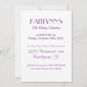 Personalisiert-violette Blumen Muster Gymnastik Einladung (Rückseite)