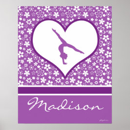 Personalisiert-violette Blumen Muster Gymnastik Poster