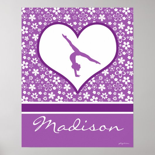 Personalisiert-violette Blumen Muster Gymnastik Poster (Vorne)