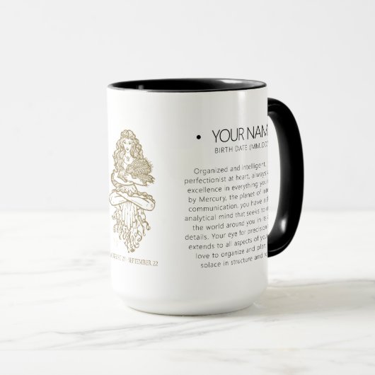 Personalisiert Virgo Zodiac 15 oz Kaffee Tasse (VorderseiteRechts)