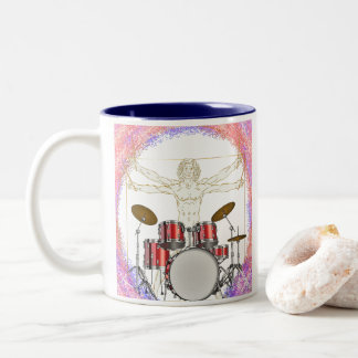 Personalisiert Vitruvian Drummer Zweifarbige Tasse